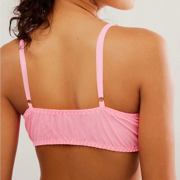 We Are HAH Bust Thru Bralette Lace Bow Barbie Pink Stretchy Loungewear Bra New M - Picture 10 of 10